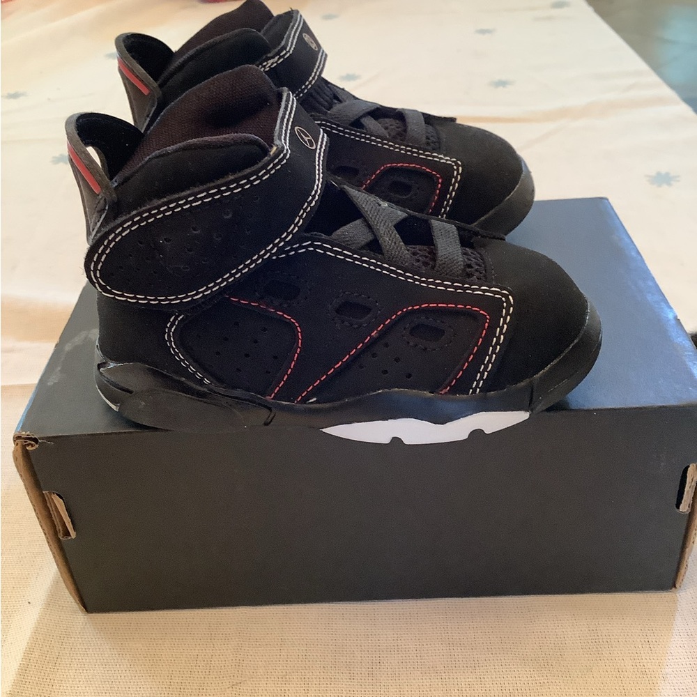 Jordan Kids Black with Red Trim Sneakers